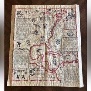 ORIGINAL VINTAGE 1965 HISTORICAL DOCUMENTS CO SUNKEN BURIED TREASURES MAP
